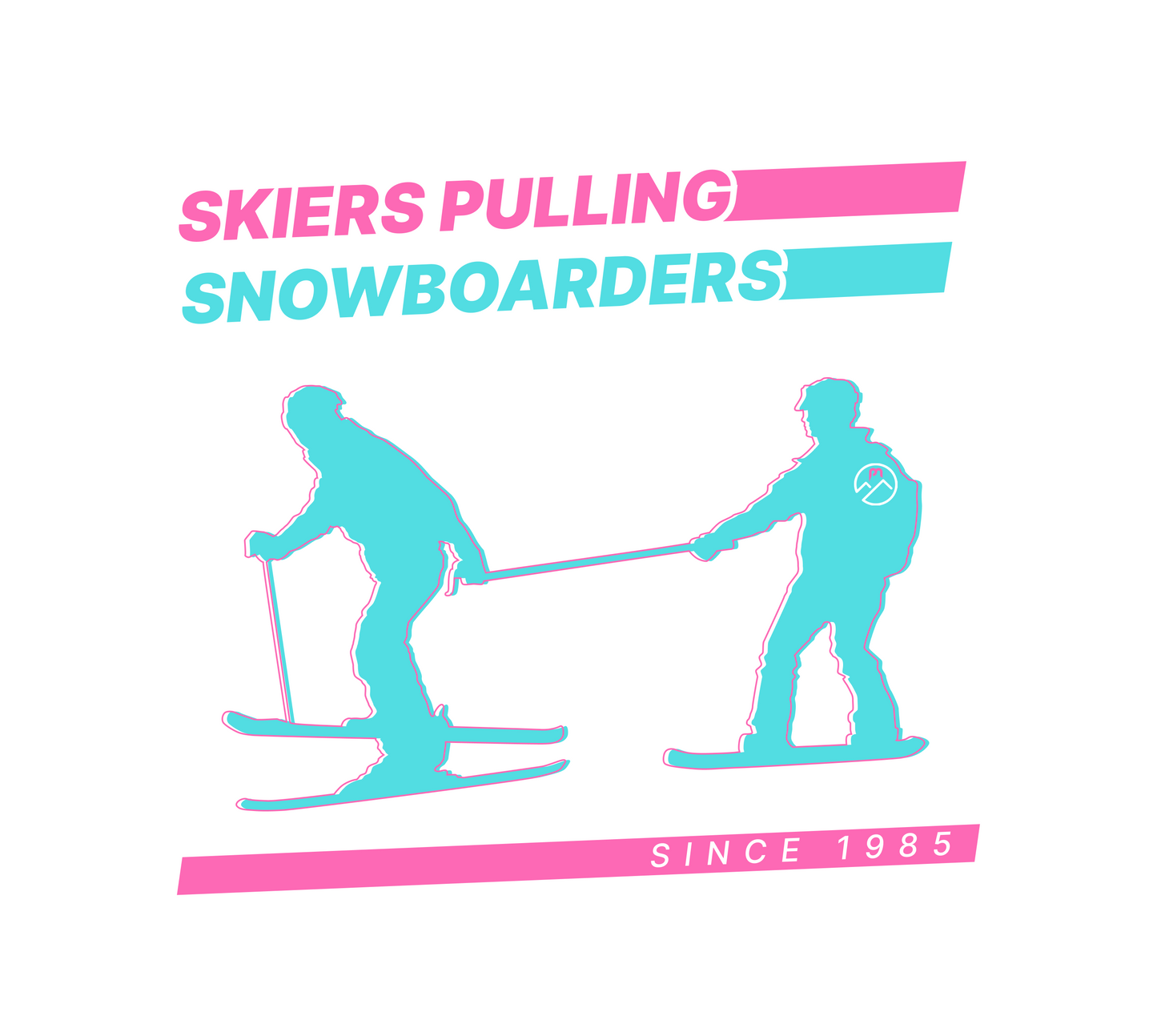 Skiers pulling Snowboarders